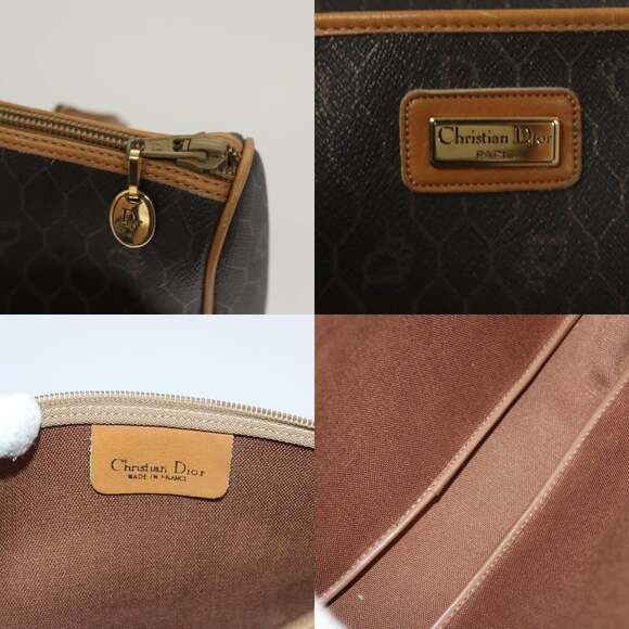 DIOR Honeycomb Canvas Hand Bag Pvc Black Gold - Picture 11 of 12